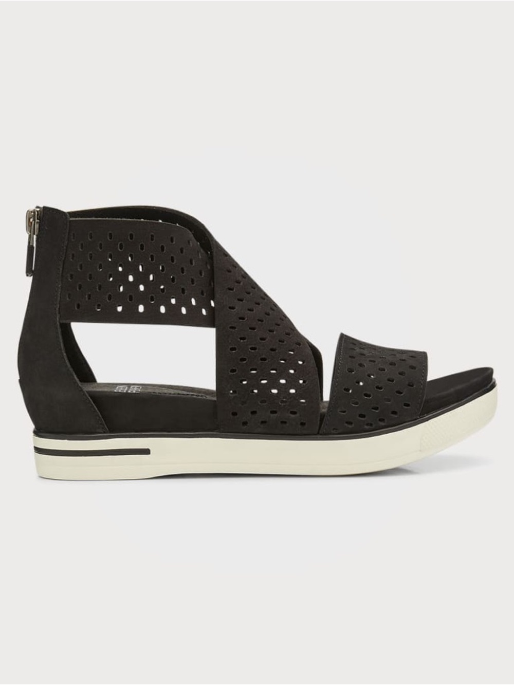 Eileen Fisher Sport Perforated Leather Comfort Sandals in Black Size 9.5